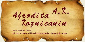 Afrodita Kozničanin vizit kartica